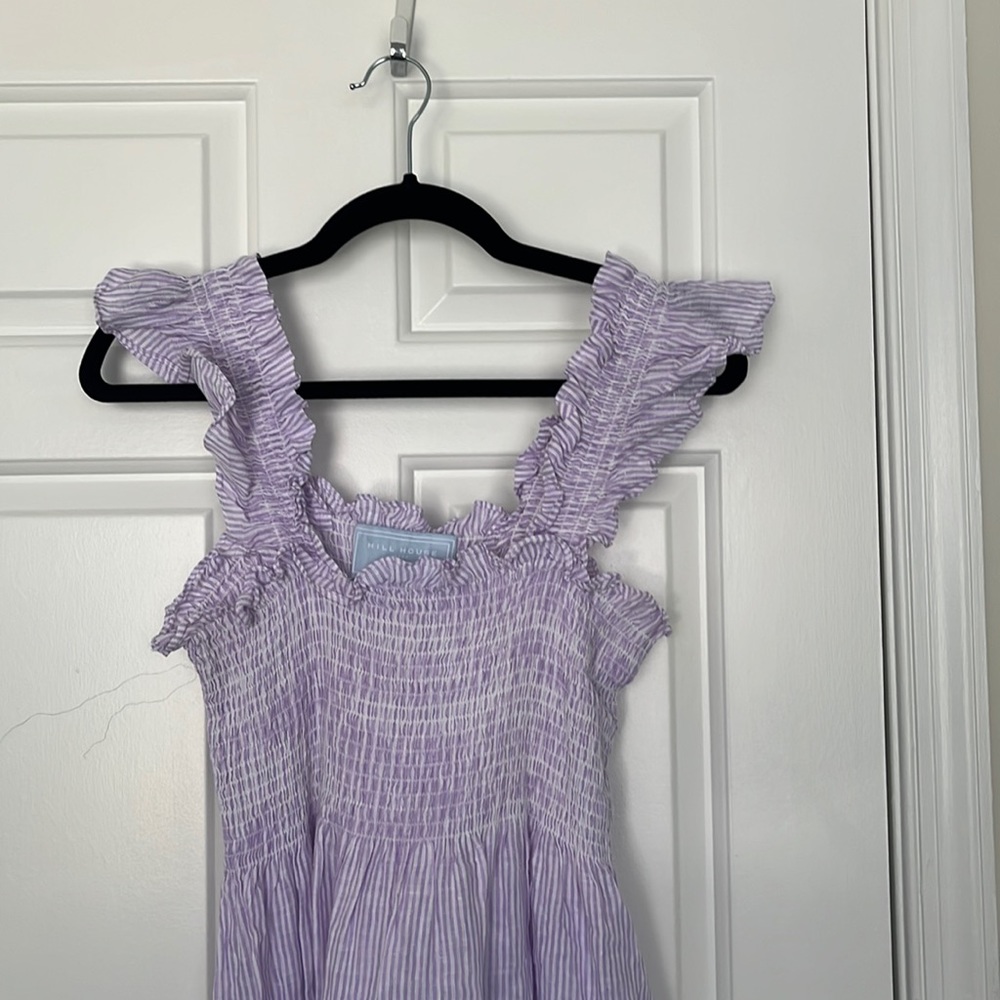 Lilac Linen Stripe Ellie Nap Dress